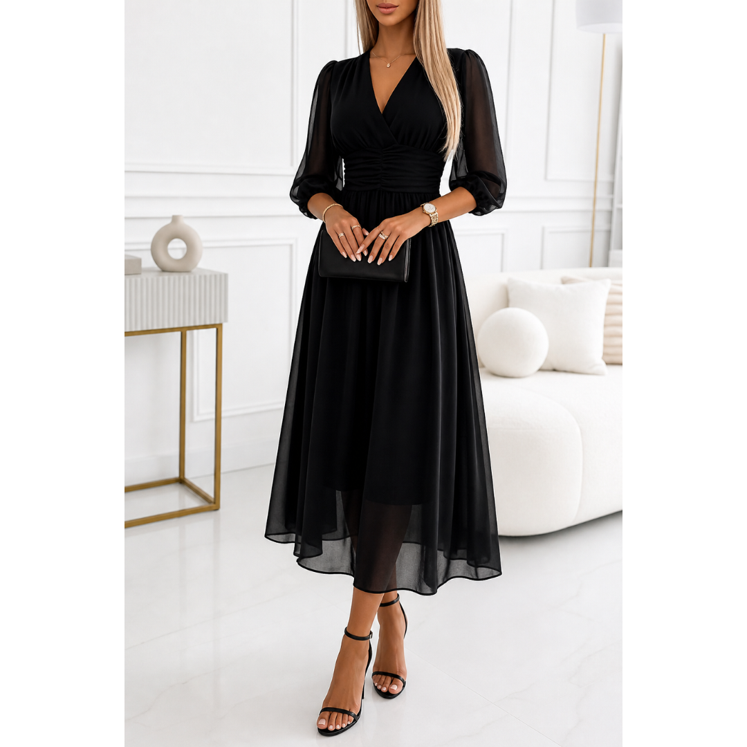 Women's Elegant Chiffon Wedding Guest Dress | Midi
