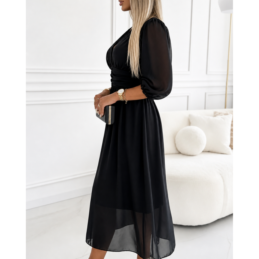 Women's Elegant Chiffon Wedding Guest Dress | Midi