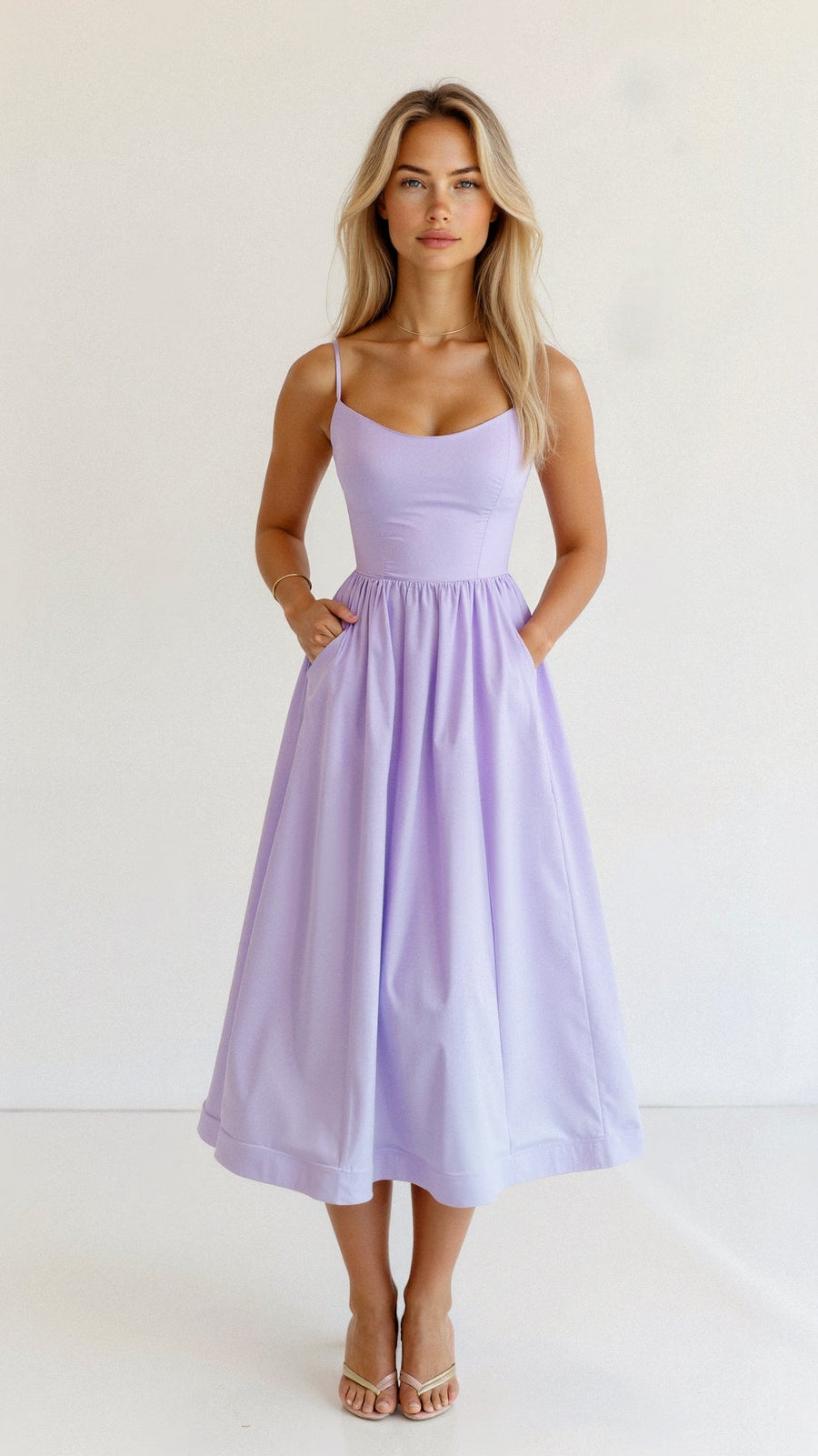 Women's Flared Strappy Dress | Midi