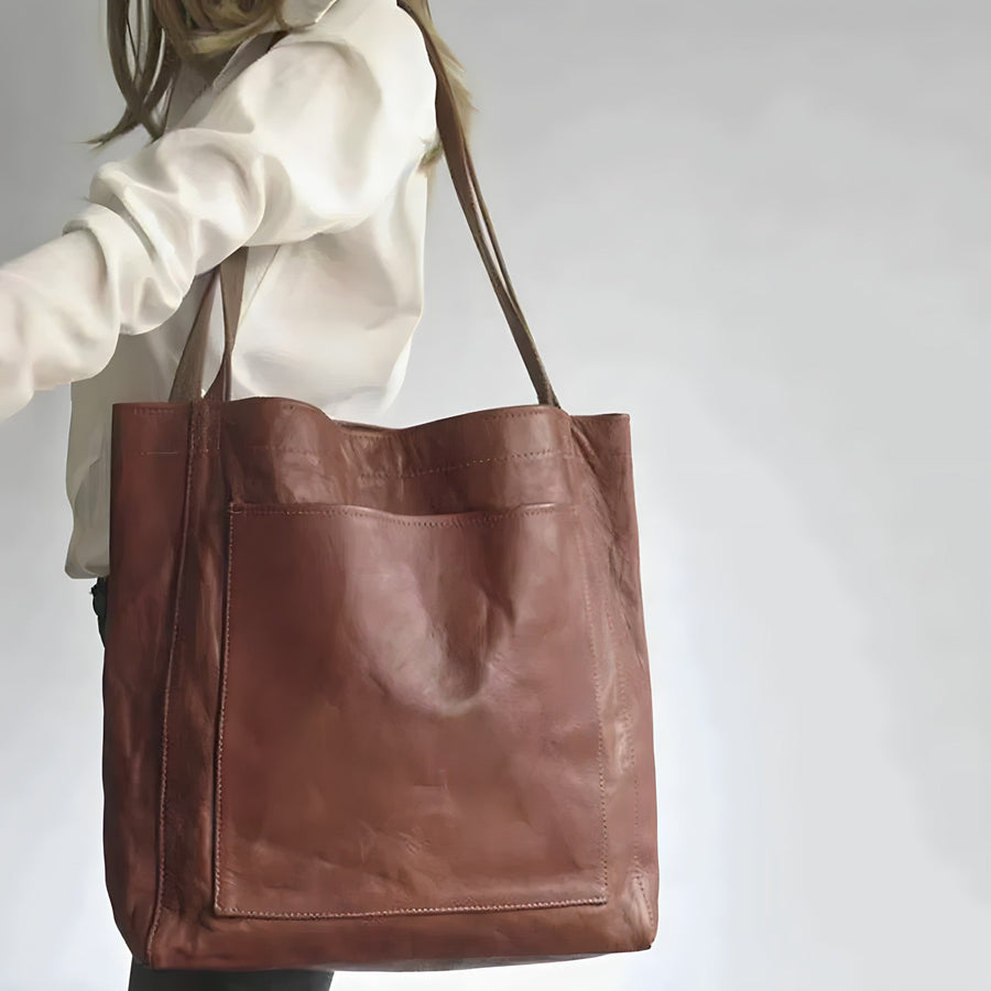 Damska Torba Shopper Na Ramię | Z Kieszenią Z Przodu