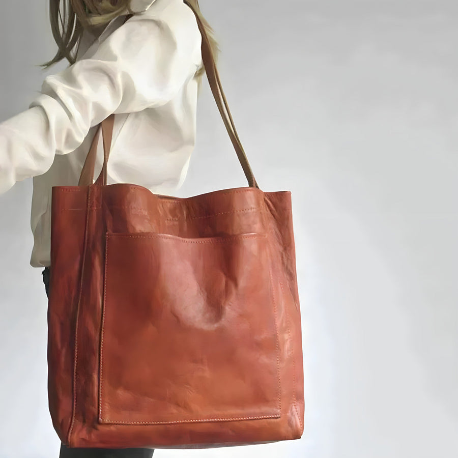 Damska Torba Shopper Na Ramię | Z Kieszenią Z Przodu