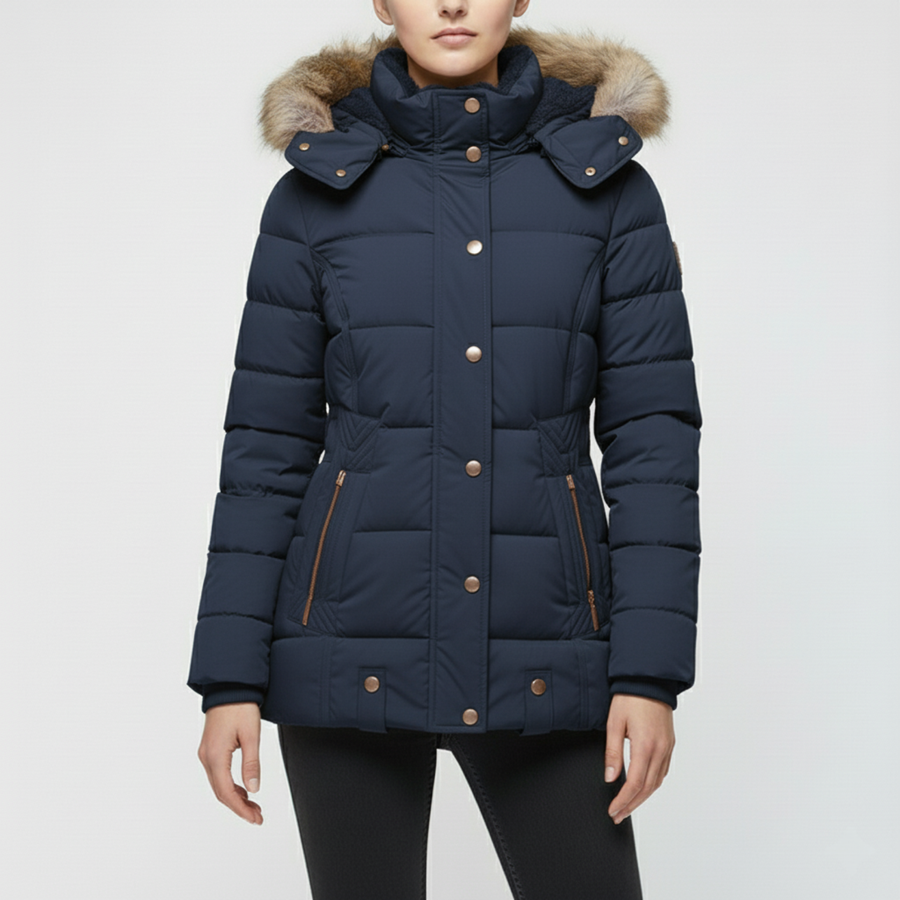 Women's Quilted Winter Jacket With Hood | Fur-Trim Hood