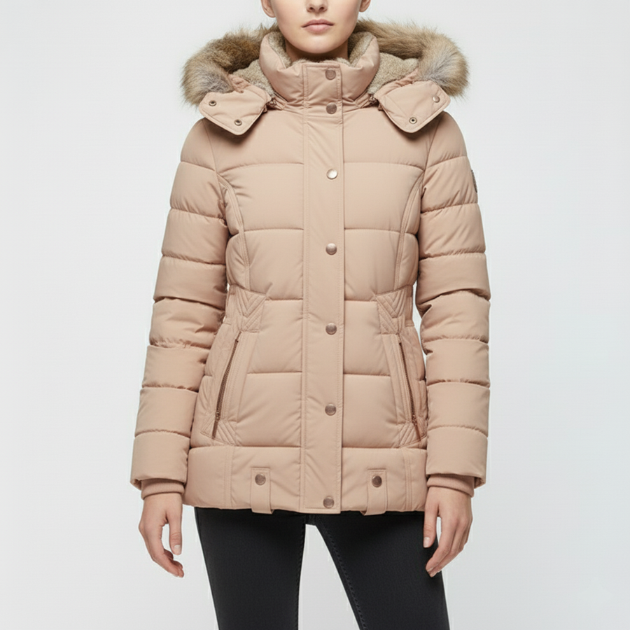 Women's Quilted Winter Jacket With Hood | Fur-Trim Hood