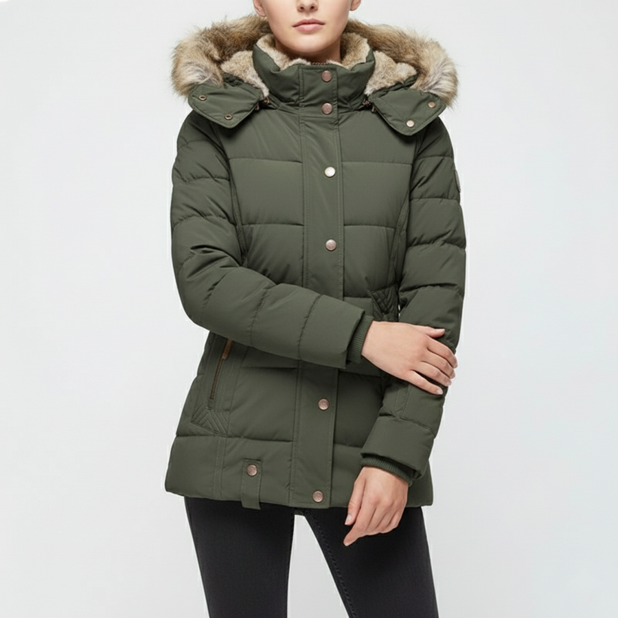 Women's Quilted Winter Jacket With Hood | Fur-Trim Hood