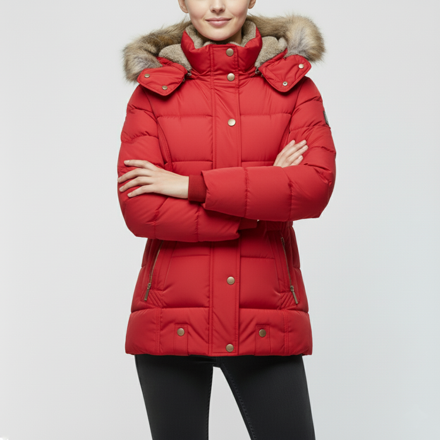 Women's Quilted Winter Jacket With Hood | Fur-Trim Hood
