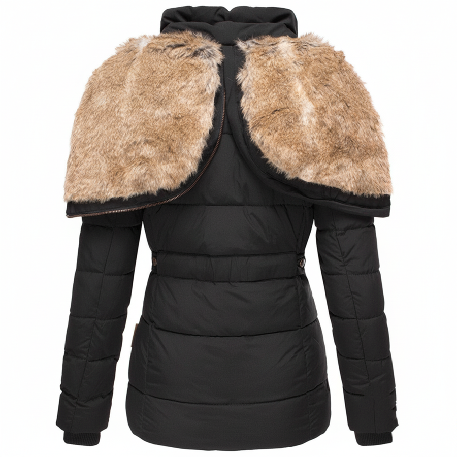 Women's Quilted Winter Jacket With Hood | Fur-Trim Hood