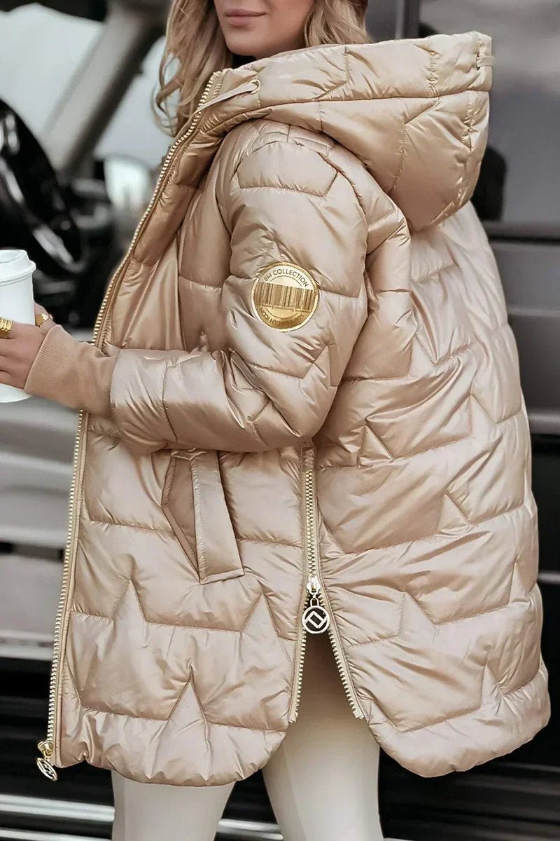 Women's Winter Puffer Jacket Quilted | Hooded Glossy