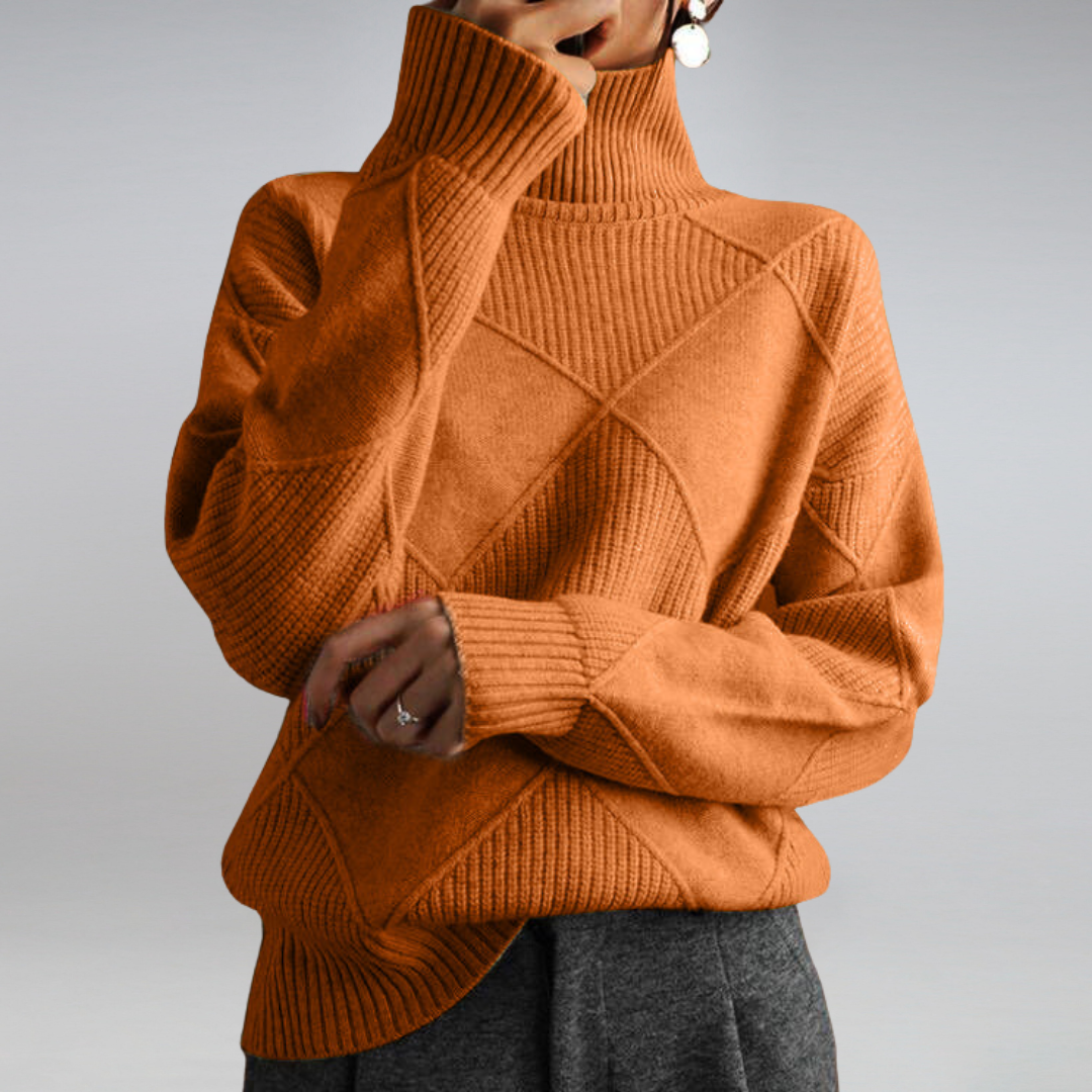 Women's Turtleneck Sweater With Geometric Pattern | Long Sleeves