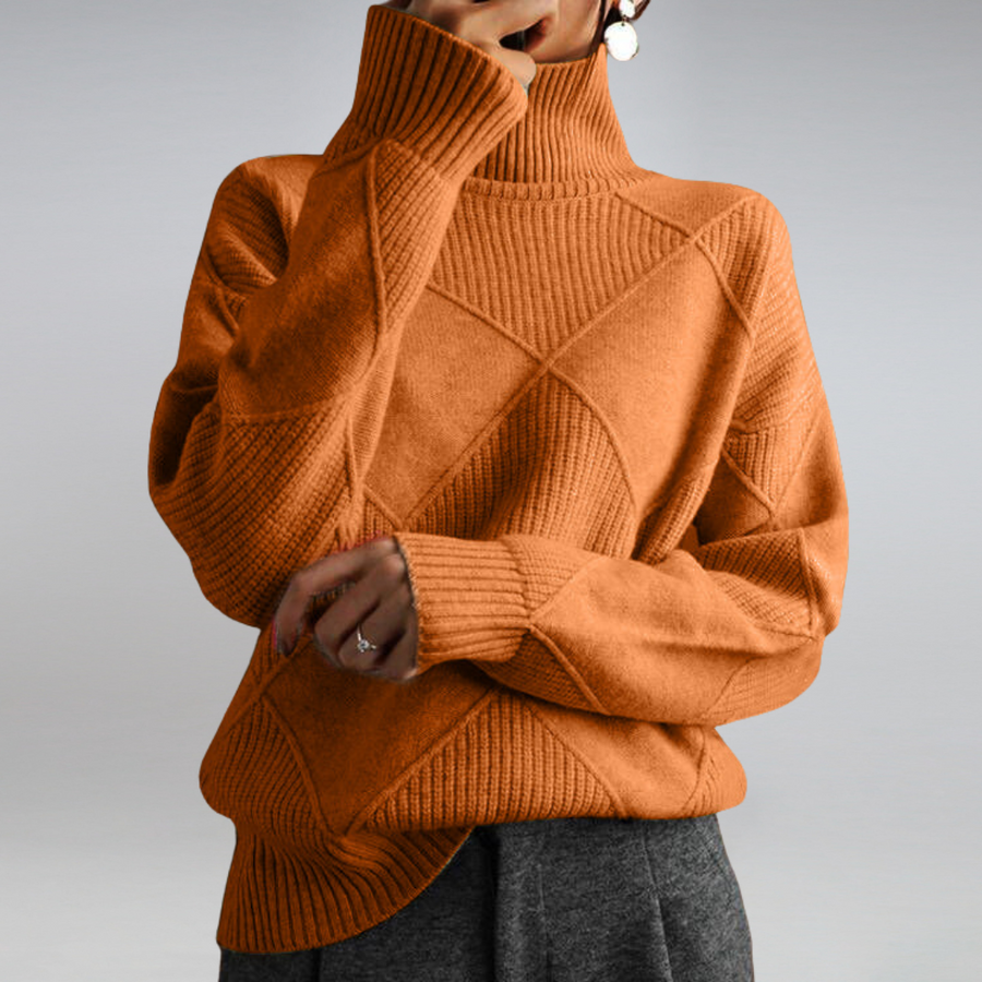 Women's Turtleneck Sweater With Geometric Pattern | Long Sleeves
