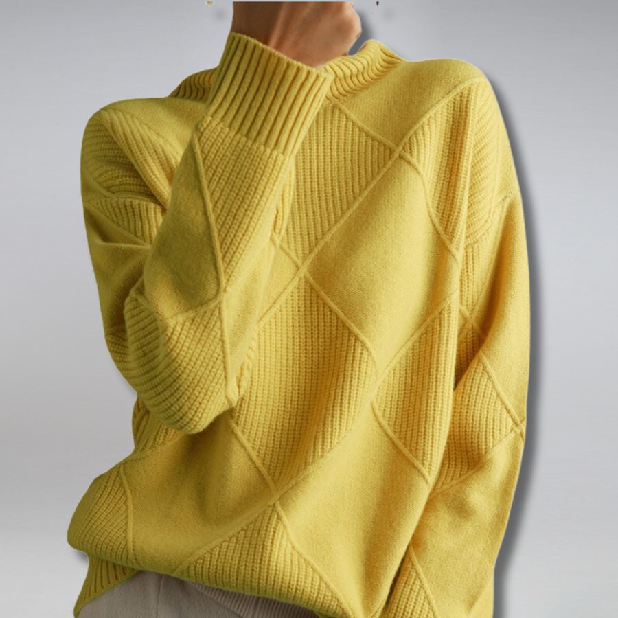 Women's Turtleneck Sweater With Geometric Pattern | Long Sleeves