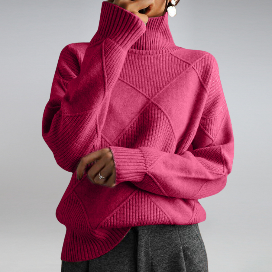 Women's Turtleneck Sweater With Geometric Pattern | Long Sleeves