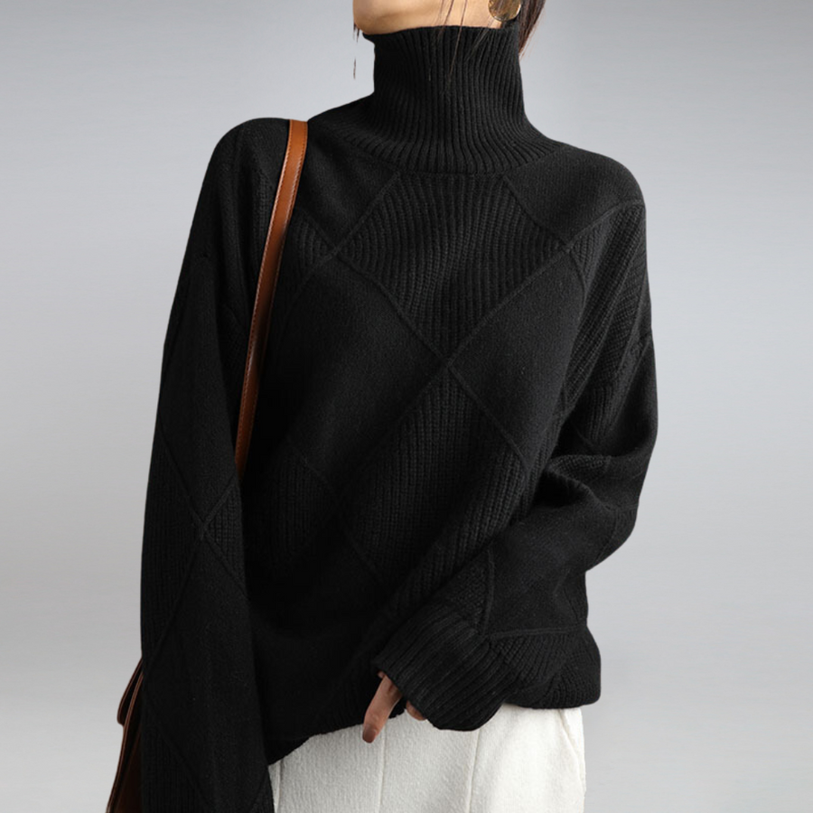 Women's Turtleneck Sweater With Geometric Pattern | Long Sleeves