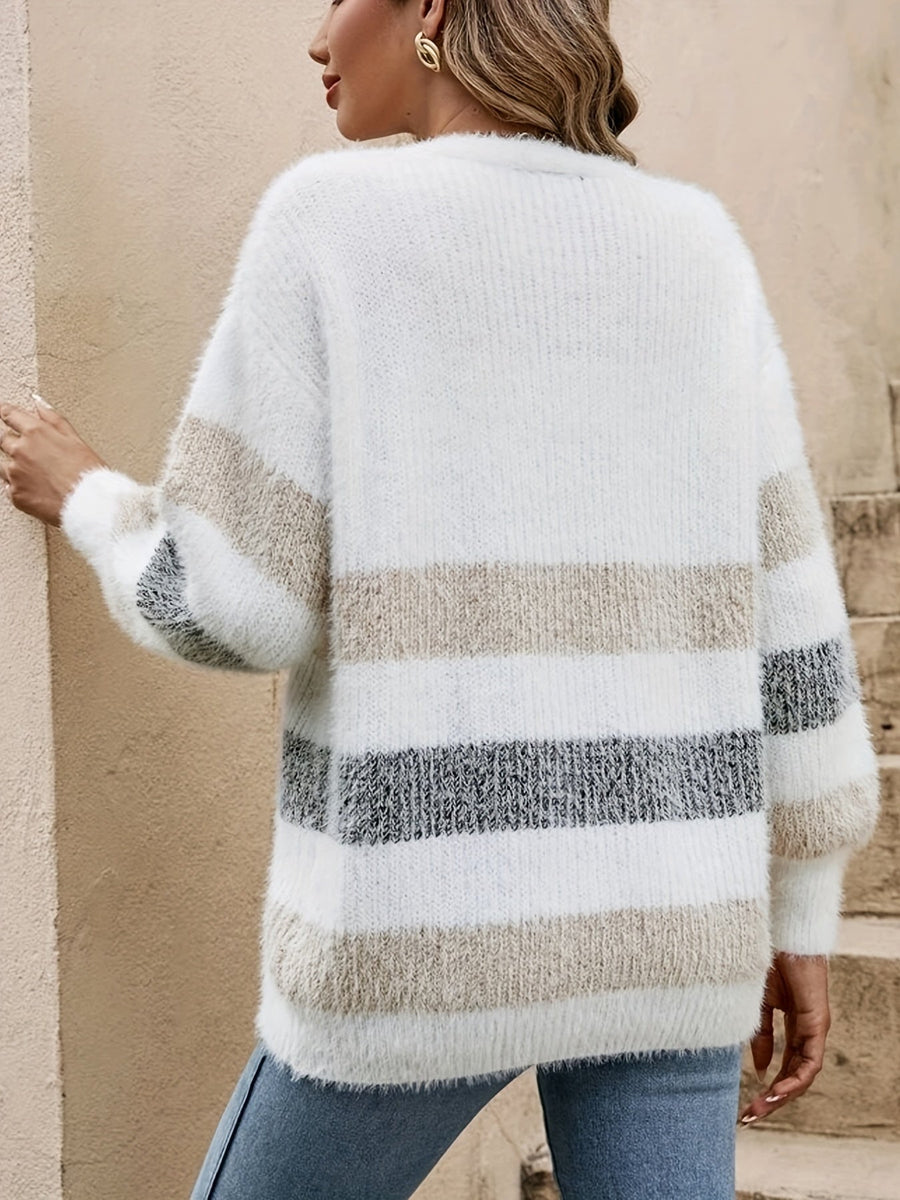 Women's Striped Button-Up Cardigan | Button-Up