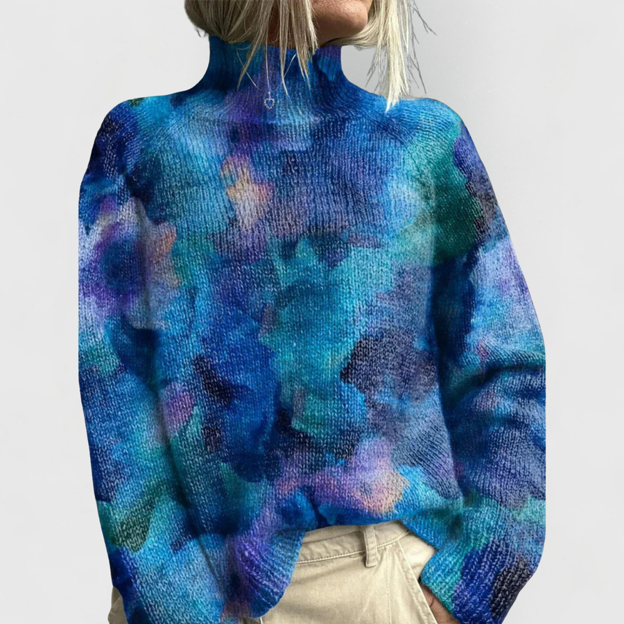 Women's Floral Turtleneck Sweater | Long Sleeve