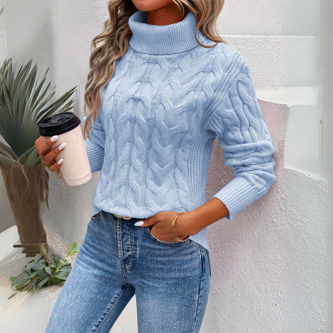 Women's Cable-Knit Turtleneck | Long Sleeve