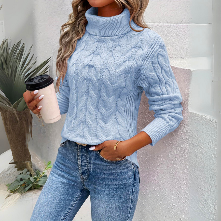Women's Cable-Knit Turtleneck | Long Sleeve