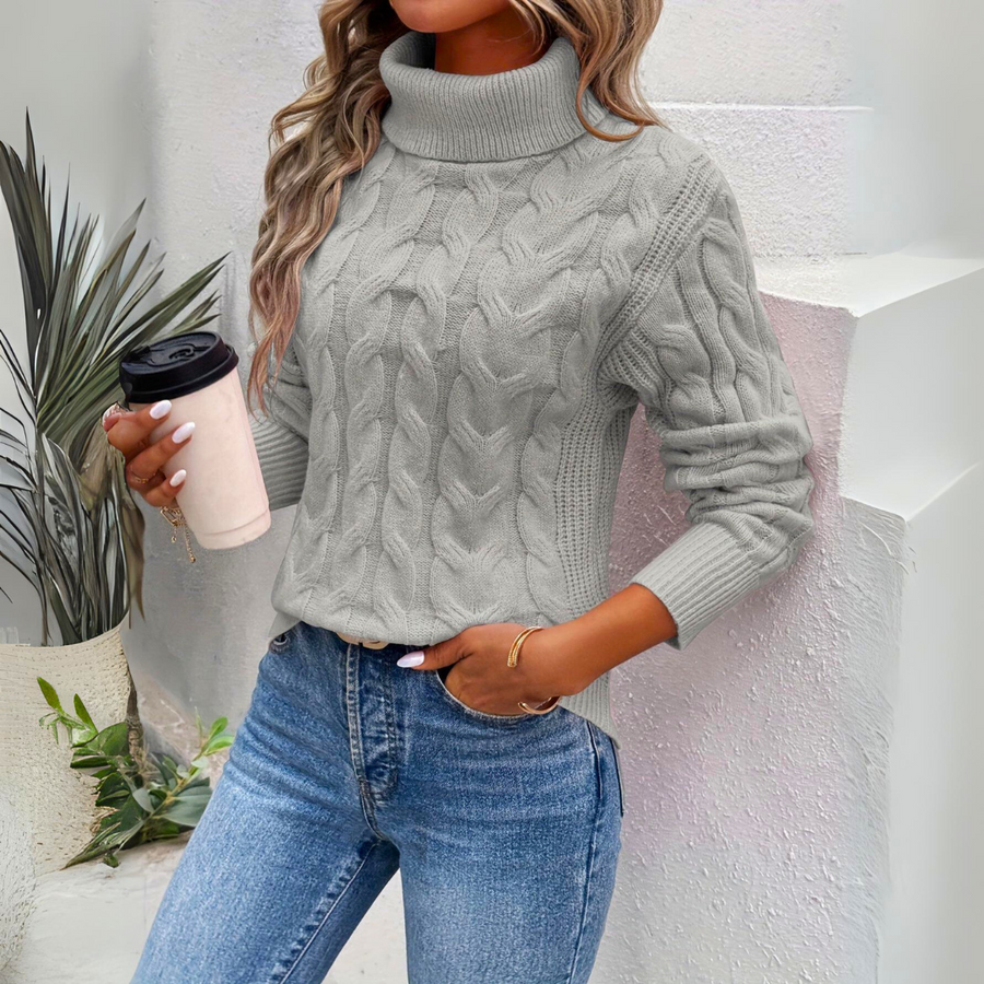 Women's Cable-Knit Turtleneck | Long Sleeve