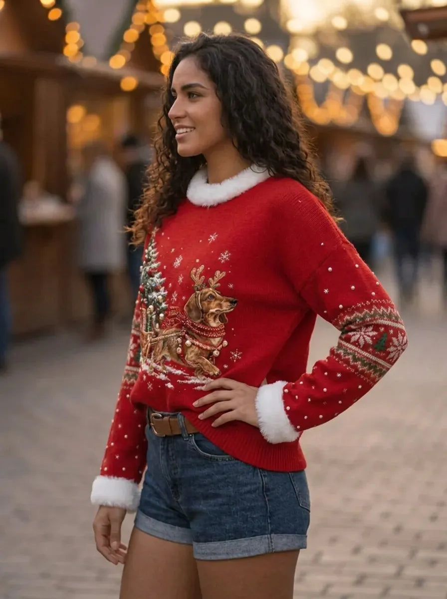Damski Świąteczny Sweter | Bożonarodzeniowy Wzór