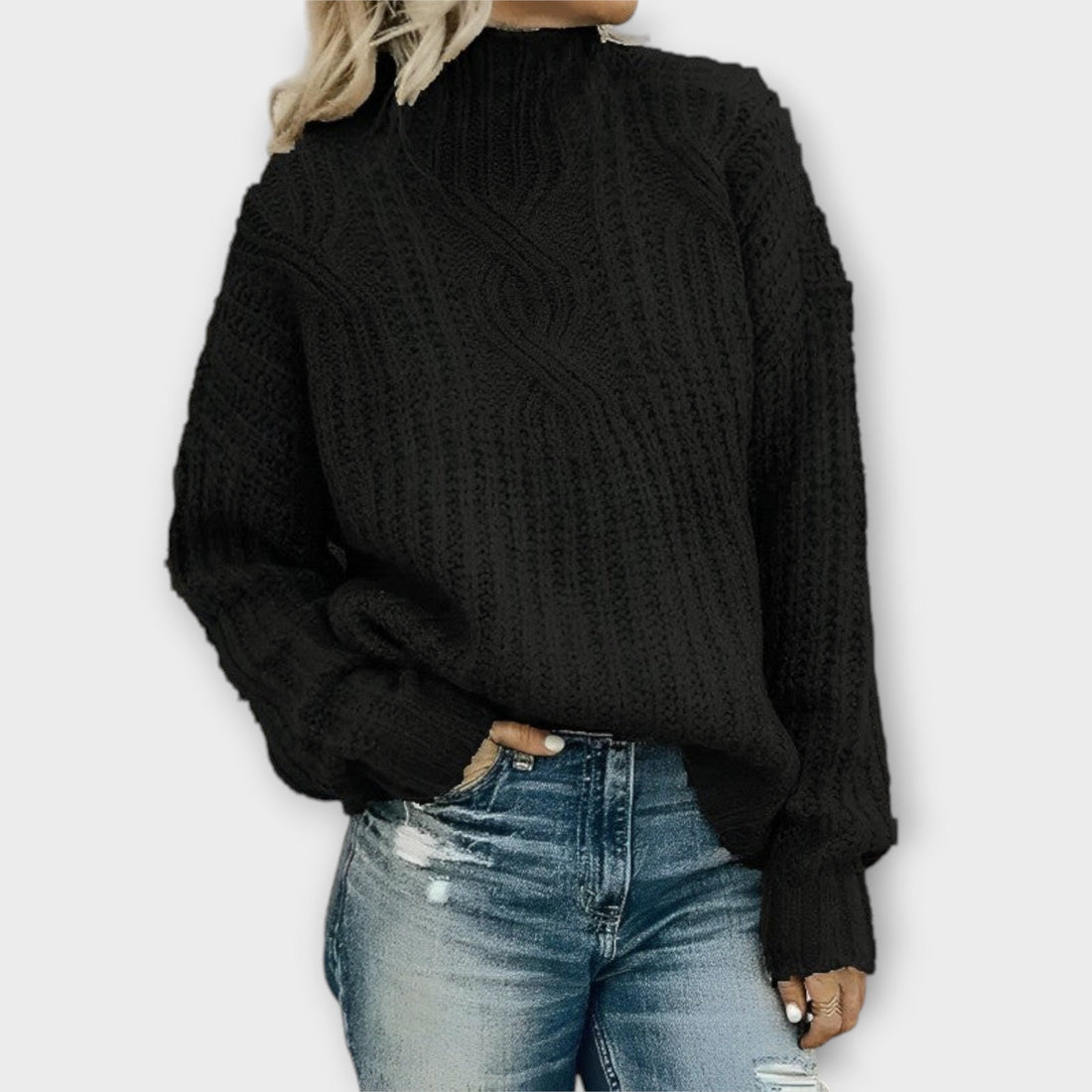 Women's Winter Cable-Knit Sweater | Turtleneck