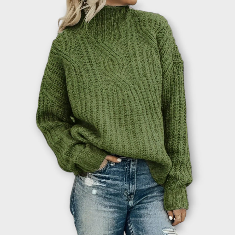 Women's Winter Cable-Knit Sweater | Turtleneck