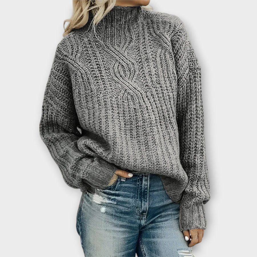 Women's Winter Cable-Knit Sweater | Turtleneck