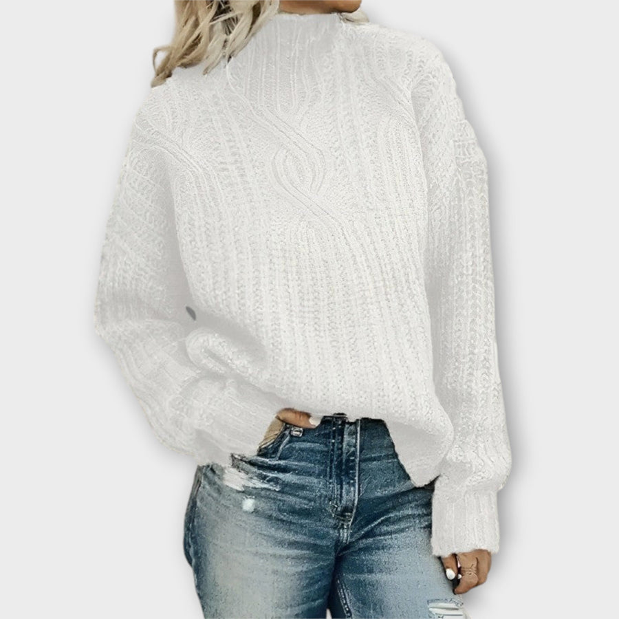Women's Winter Cable-Knit Sweater | Turtleneck