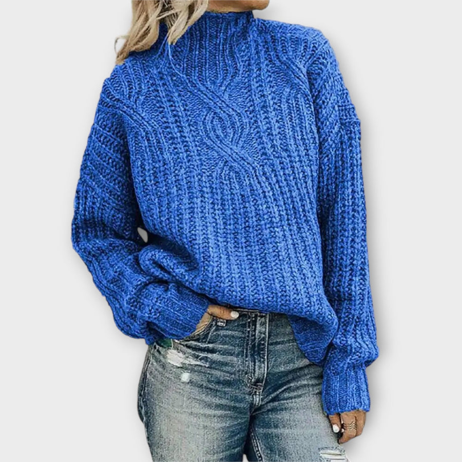 Women's Winter Cable-Knit Sweater | Turtleneck