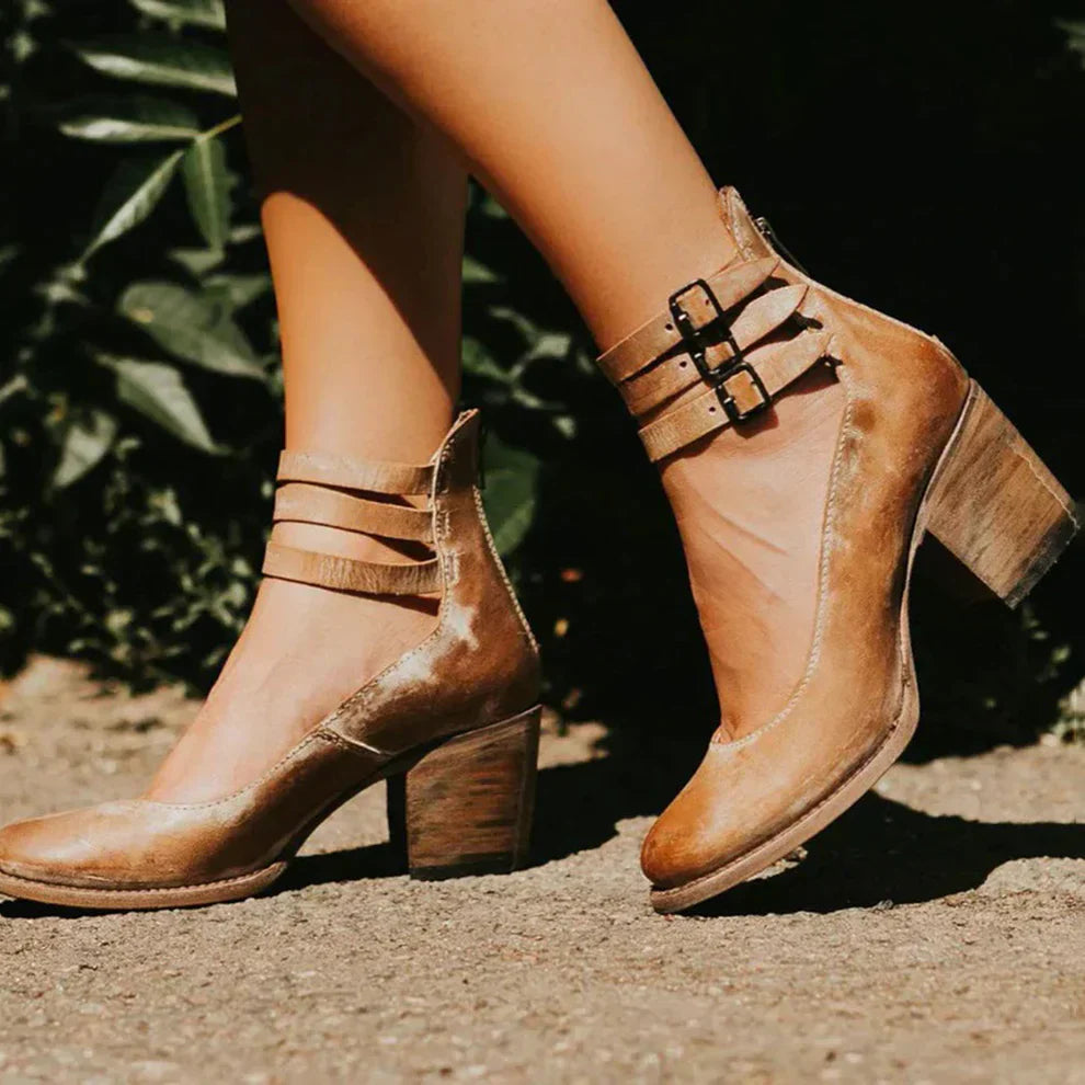 Women's Heeled Ankle Boots with Buckles
