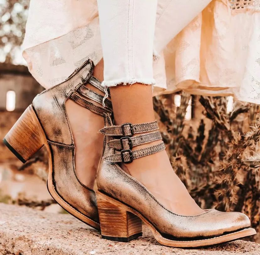 Women's Heeled Ankle Boots with Buckles