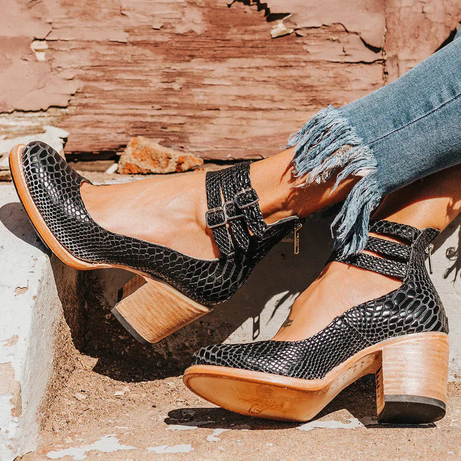 Women's Heeled Ankle Boots with Buckles