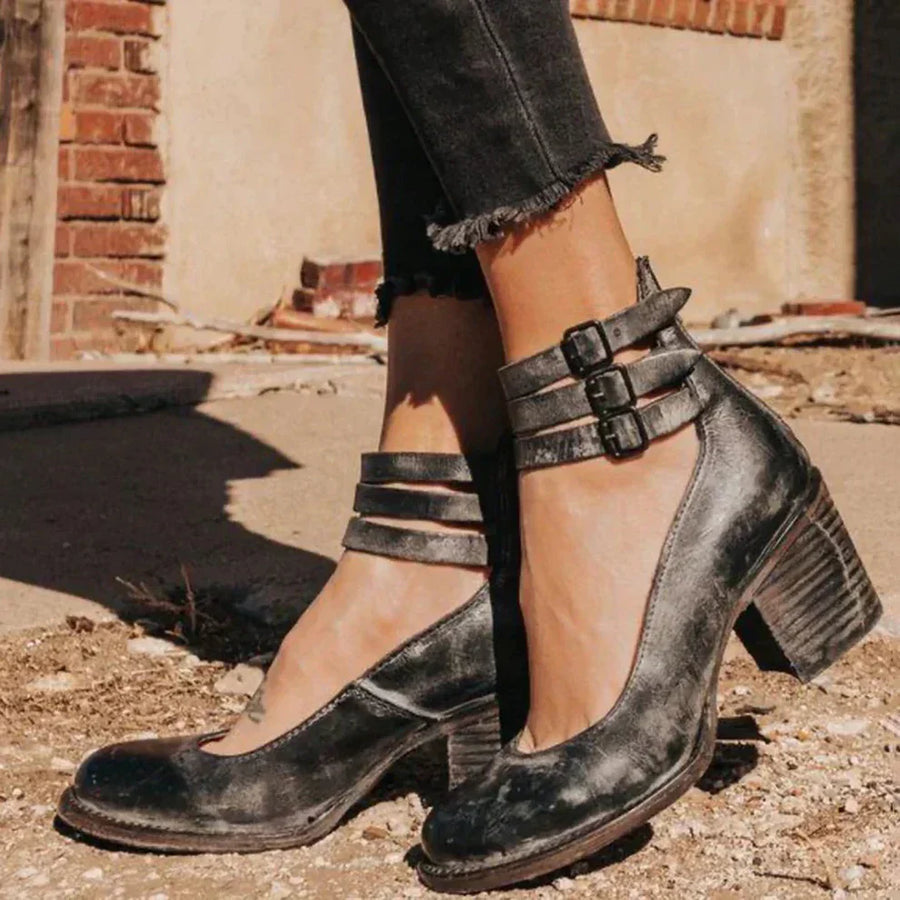 Women's Heeled Ankle Boots with Buckles
