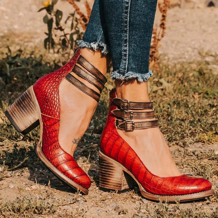 Women's Heeled Ankle Boots with Buckles
