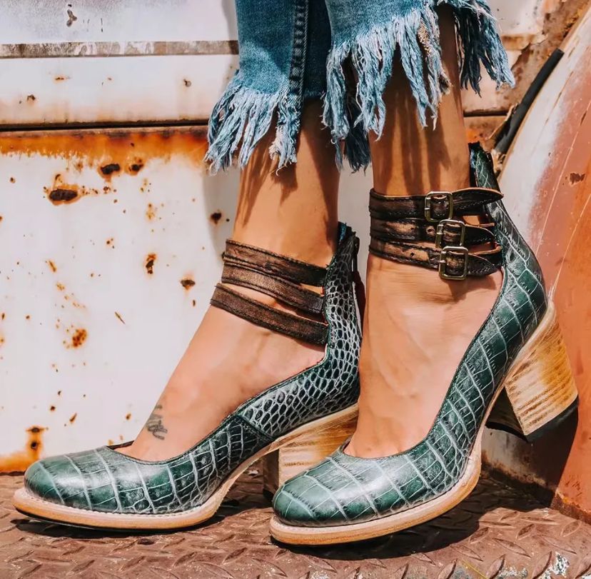 Women's Heeled Ankle Boots with Buckles
