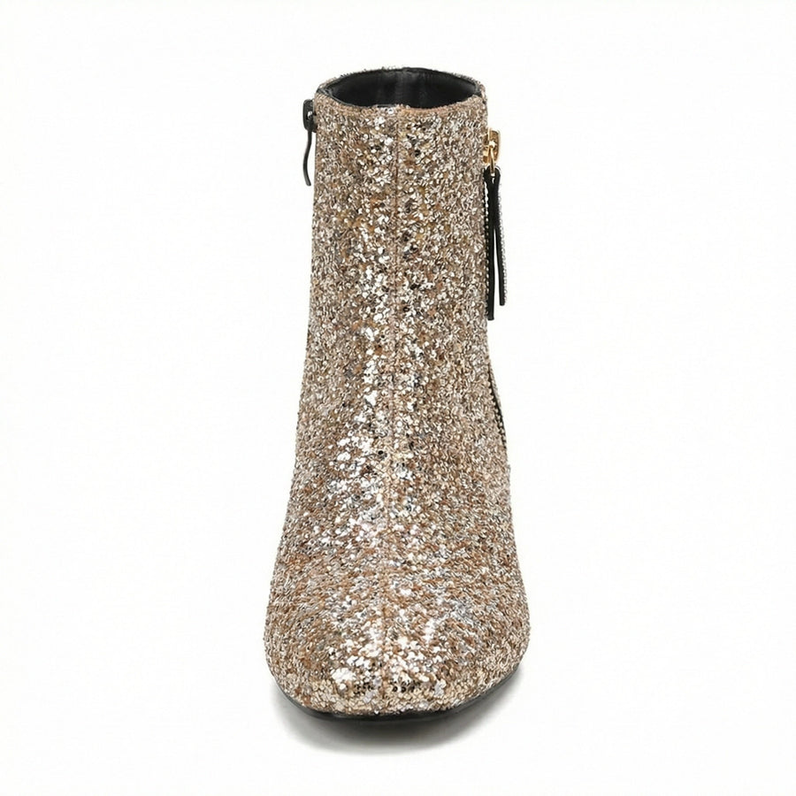 Women's Glitter Ankle Boots | Block Heel