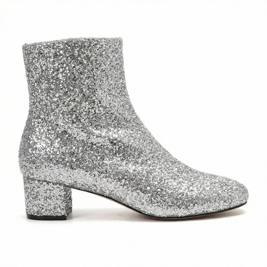 Women's Glitter Ankle Boots | Block Heel