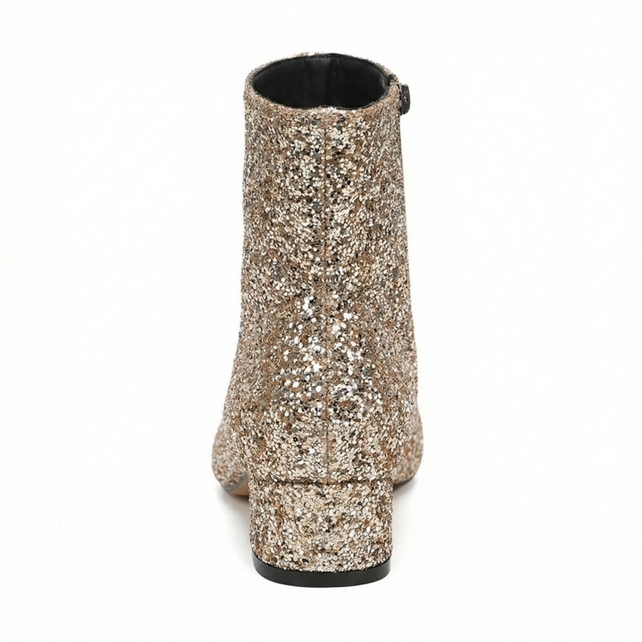 Women's Glitter Ankle Boots | Block Heel