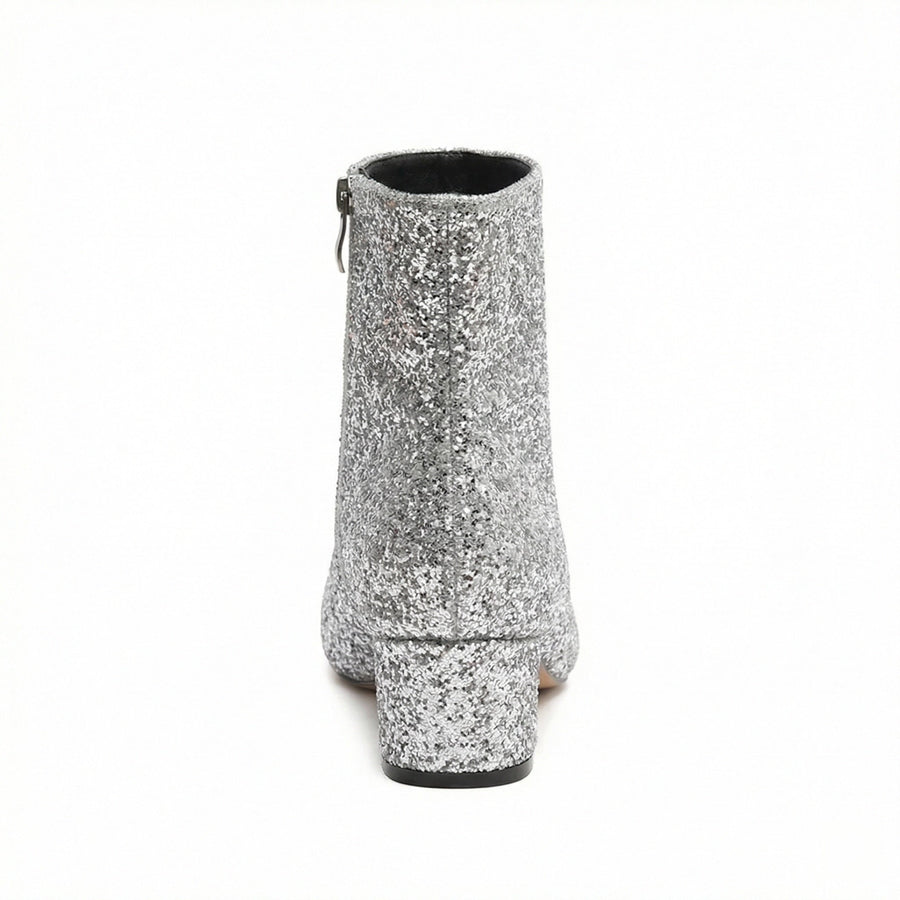 Women's Glitter Ankle Boots | Block Heel