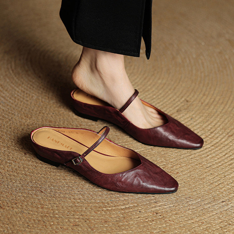Women’s Pointed-Toe Low-Heel Pumps | With Strap