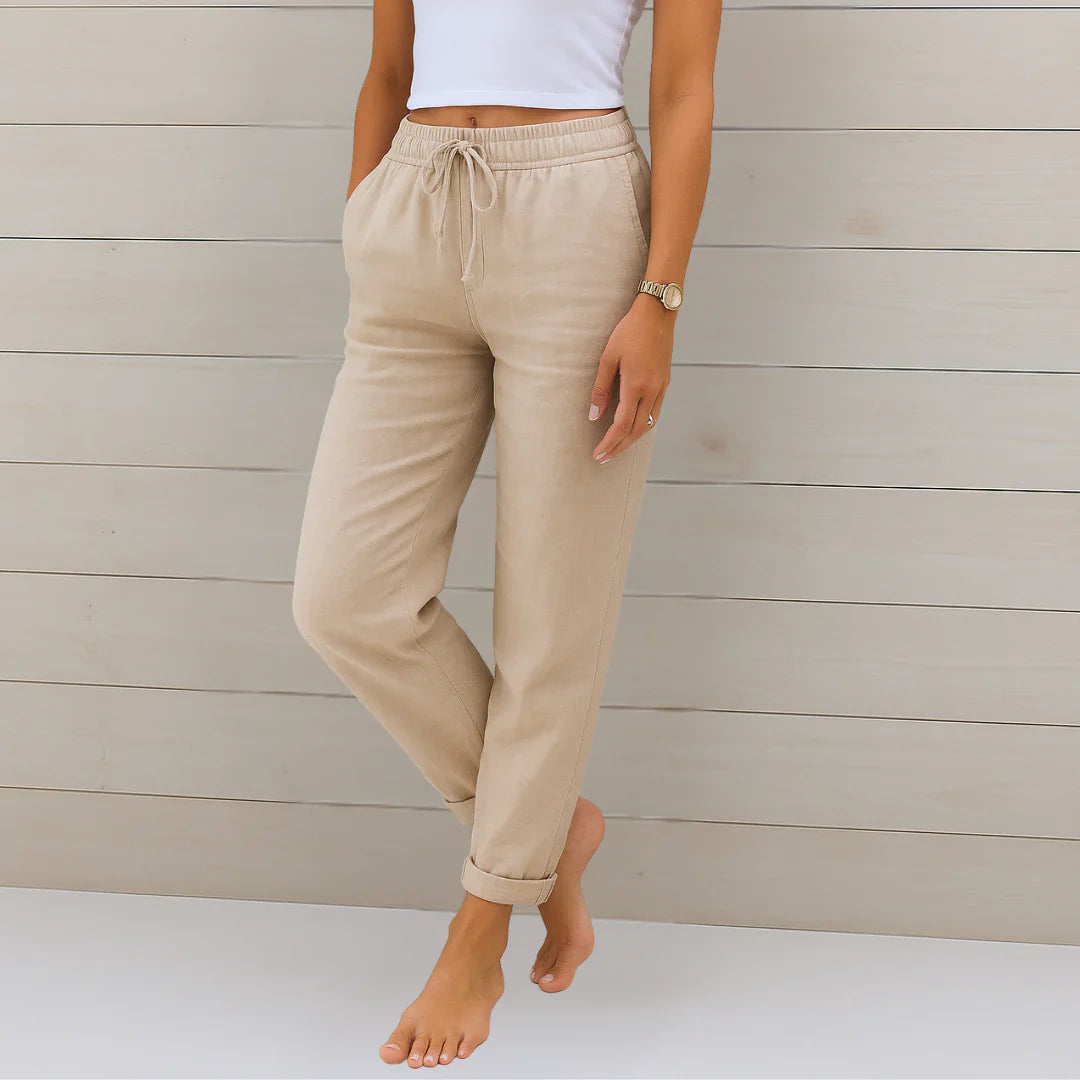 Women's Elastic-Waist Trousers | With Tie