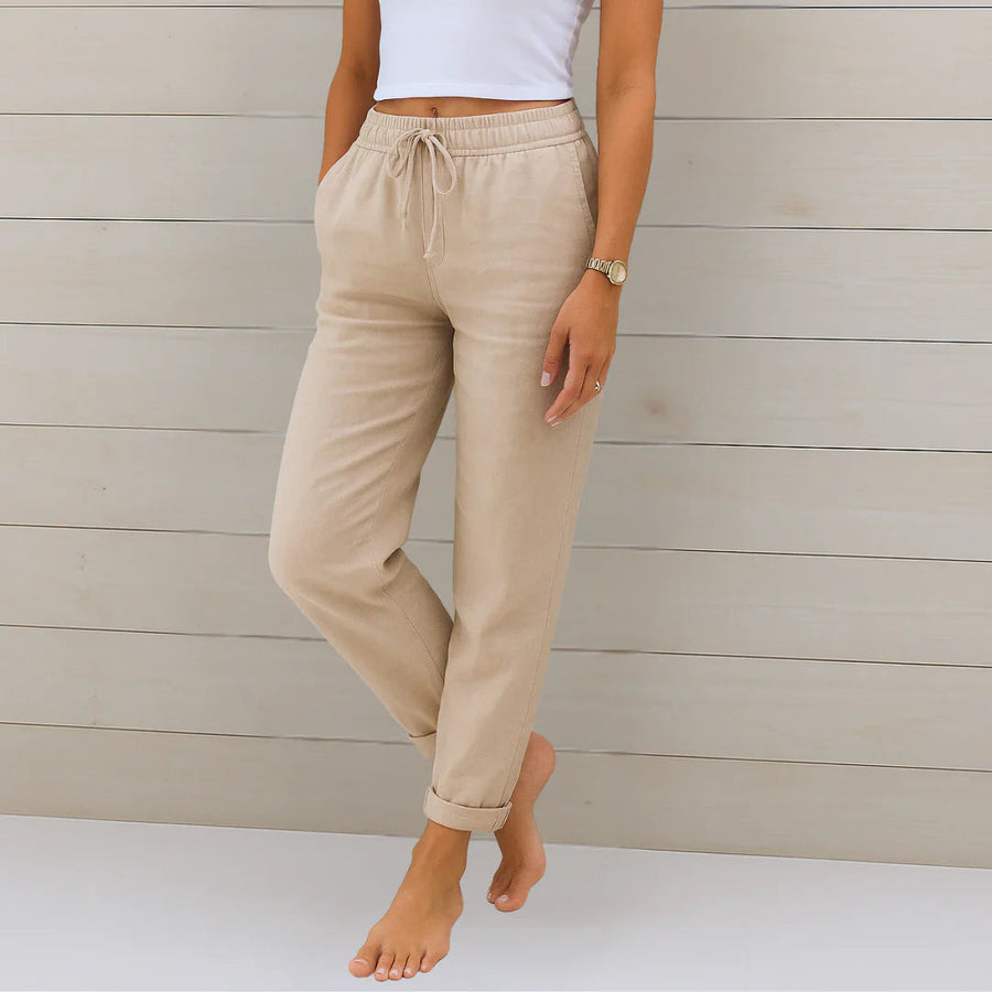 Women's Elastic-Waist Trousers | With Tie