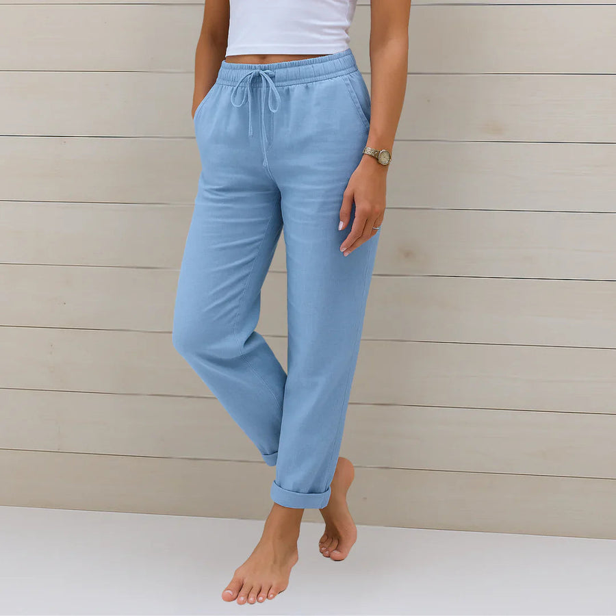 Women's Elastic-Waist Trousers | With Tie