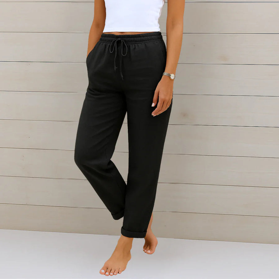 Women's Elastic-Waist Trousers | With Tie
