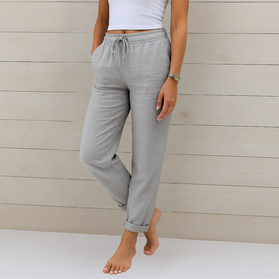 Women's Elastic-Waist Trousers | With Tie