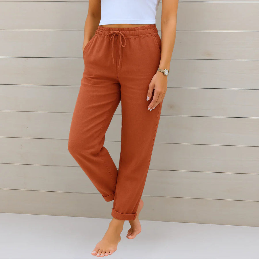 Women's Elastic-Waist Trousers | With Tie