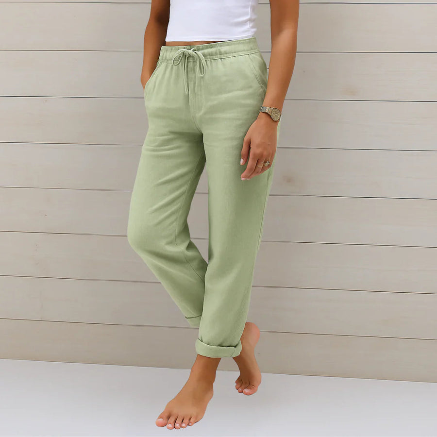 Women's Elastic-Waist Trousers | With Tie