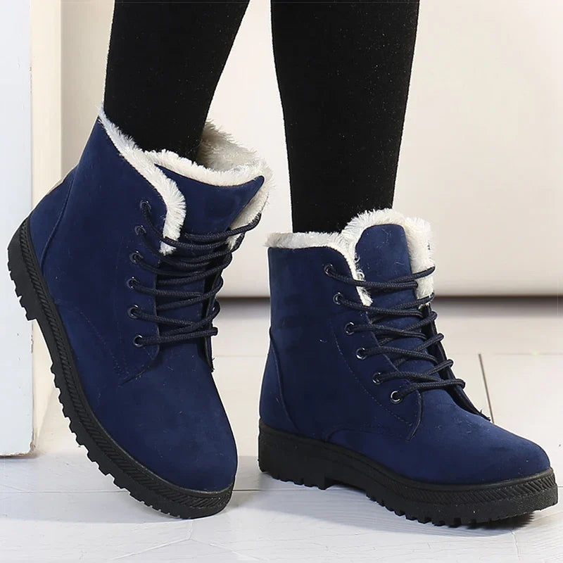 Women's Fur-Trimmed Winter Ankle Boots | Lace-Up