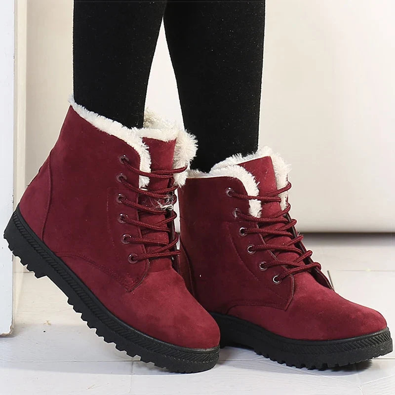 Women's Fur-Trimmed Winter Ankle Boots | Lace-Up
