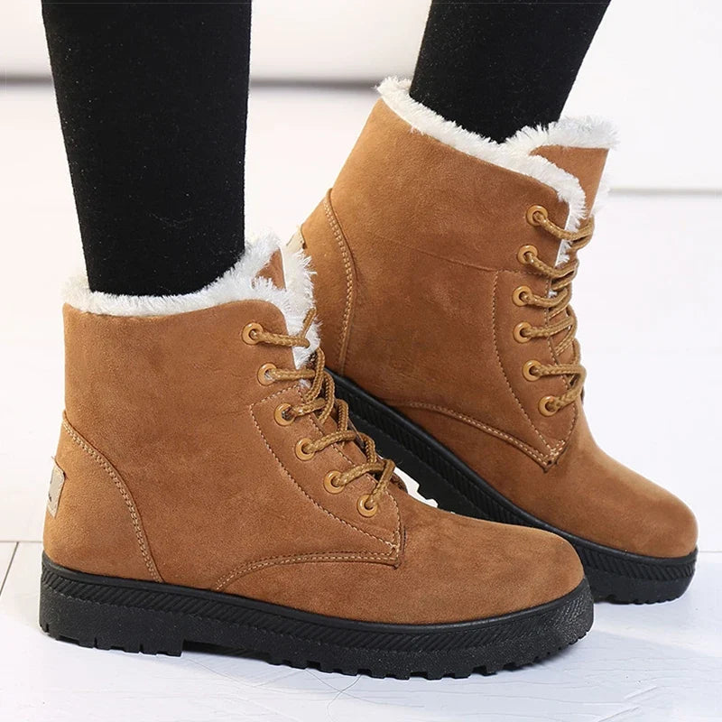 Women's Fur-Trimmed Winter Ankle Boots | Lace-Up