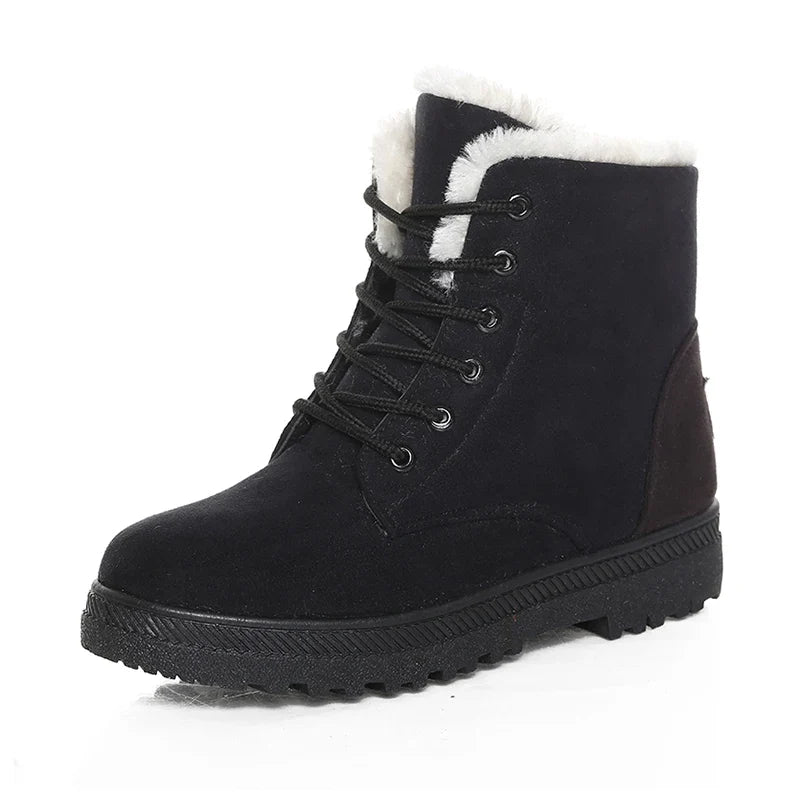 Women's Fur-Trimmed Winter Ankle Boots | Lace-Up
