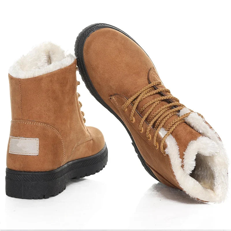 Women's Fur-Trimmed Winter Ankle Boots | Lace-Up